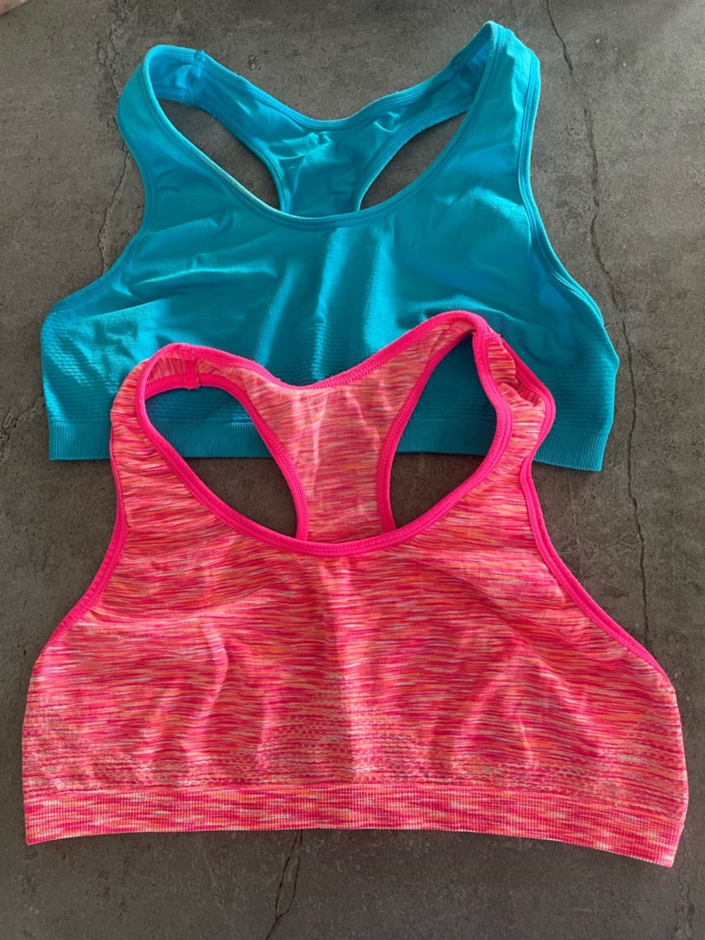 Set of 2 Youth Racerback Sports Bra - Pink & Teal Training Bras